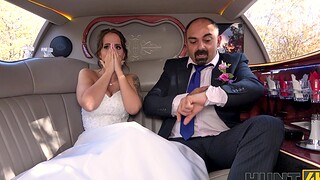 Busty bride Jennifer Mendez gets ass fucked with respect to back of the limo