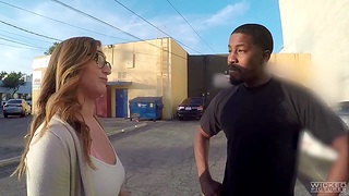 PAWG Skylar Snow swallows huge black dick added to rides it face to face